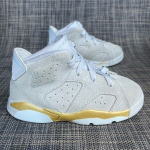 Air Jordan 6 Retro Craft TD 'Pearl' Mid-Top Suede Sneakers Shoes Toddler size 8